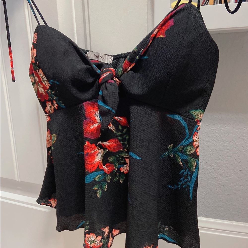 Tie front Floral Cami top - Picture 4 of 5